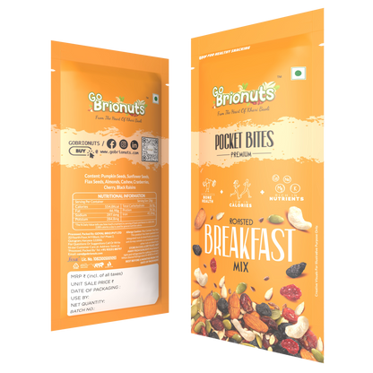 Breakfast Mix, Roasted- Slightly Salted, Pack of 6- 40gms each (240gms)