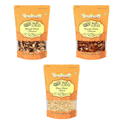 Exotic Combo ( Brazil Nuts 250gms + Pecan Nuts 250gms + Pine Nuts 250gms )