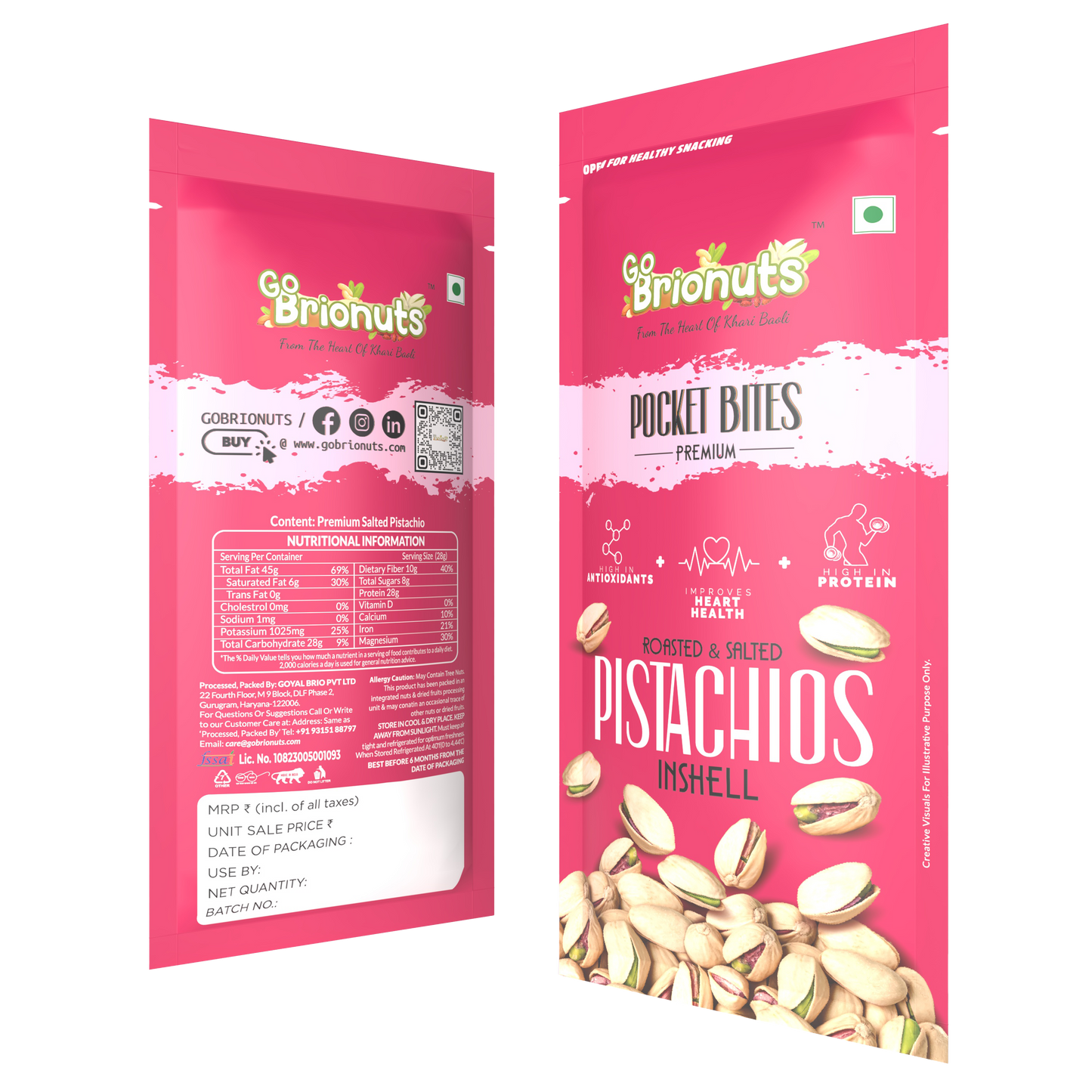 Pistachios, Roasted-Salted, Pack of 6- 35gms each (210gms)